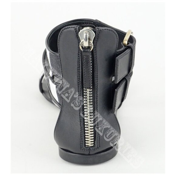 GIUSEPPE ZANOTTI SHOES GLADIATOR CANVAS & LEATHER BLACK & WHITE